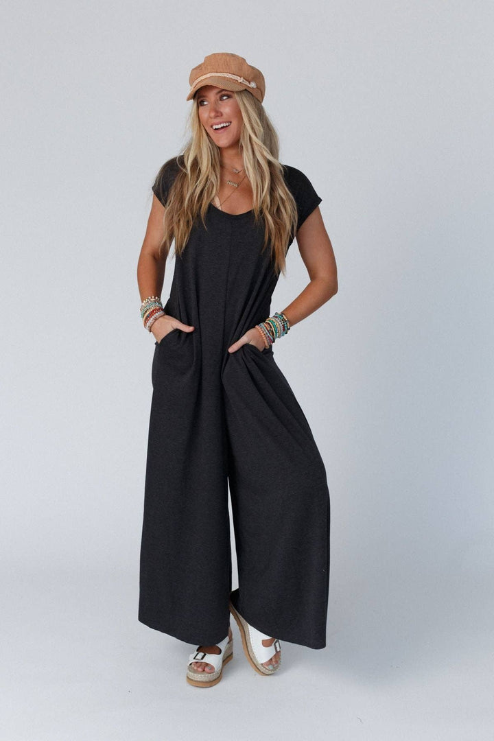 Daphne Scoop Neck Jumpsuit Charcoal