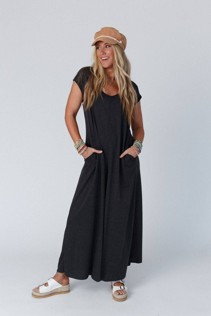 Daphne Scoop Neck Jumpsuit Charcoal