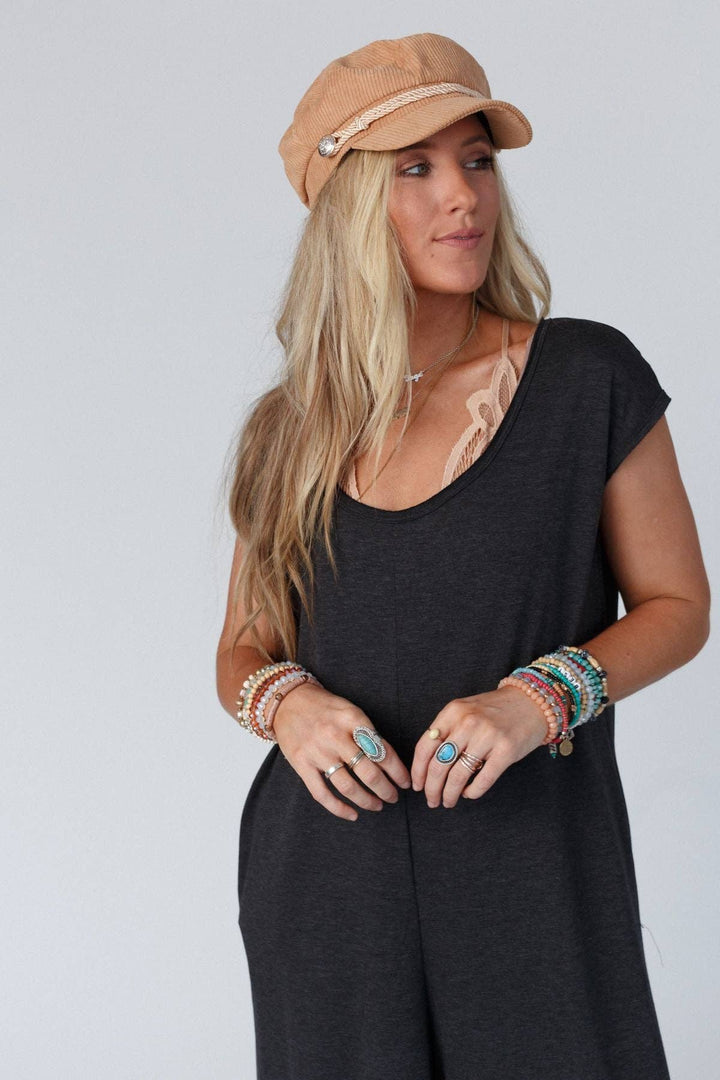 Daphne Scoop Neck Jumpsuit Charcoal