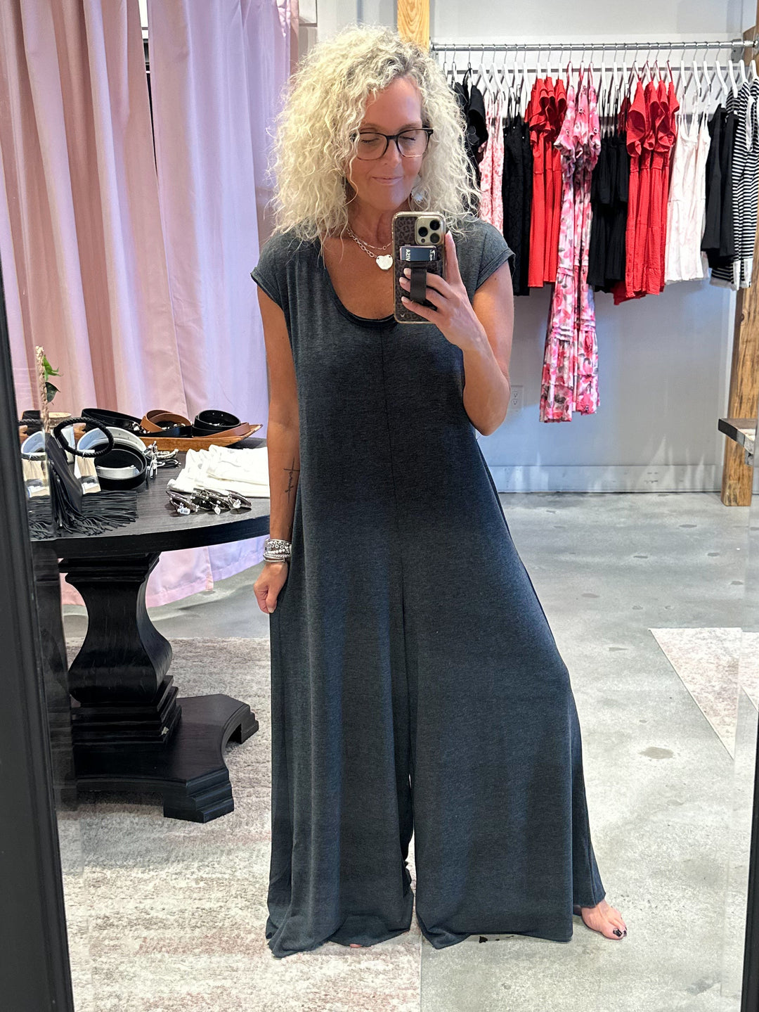Daphne Scoop Neck Jumpsuit Charcoal