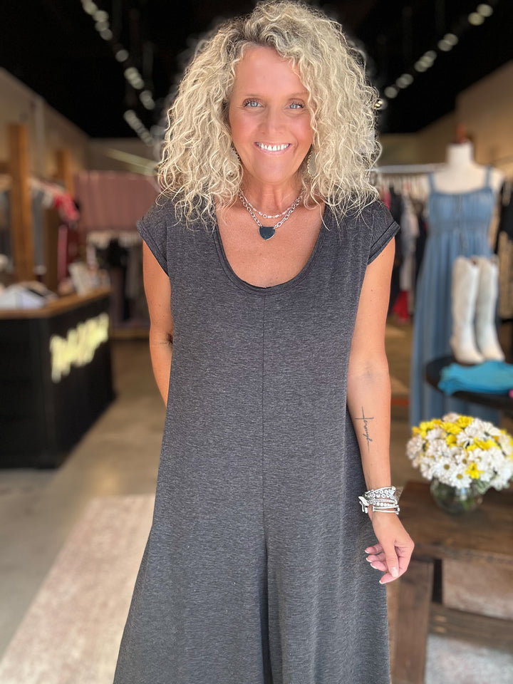 Daphne Scoop Neck Jumpsuit Charcoal