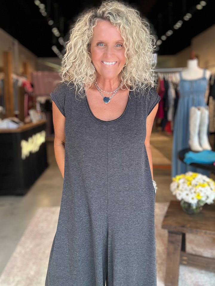 Daphne Scoop Neck Jumpsuit Charcoal