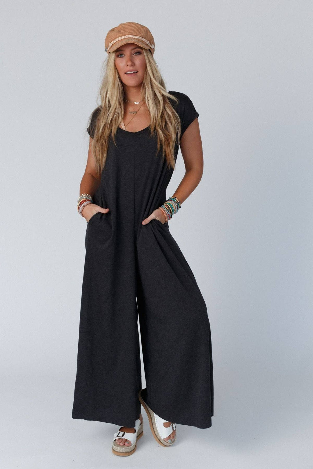 Daphne Scoop Neck Jumpsuit Charcoal