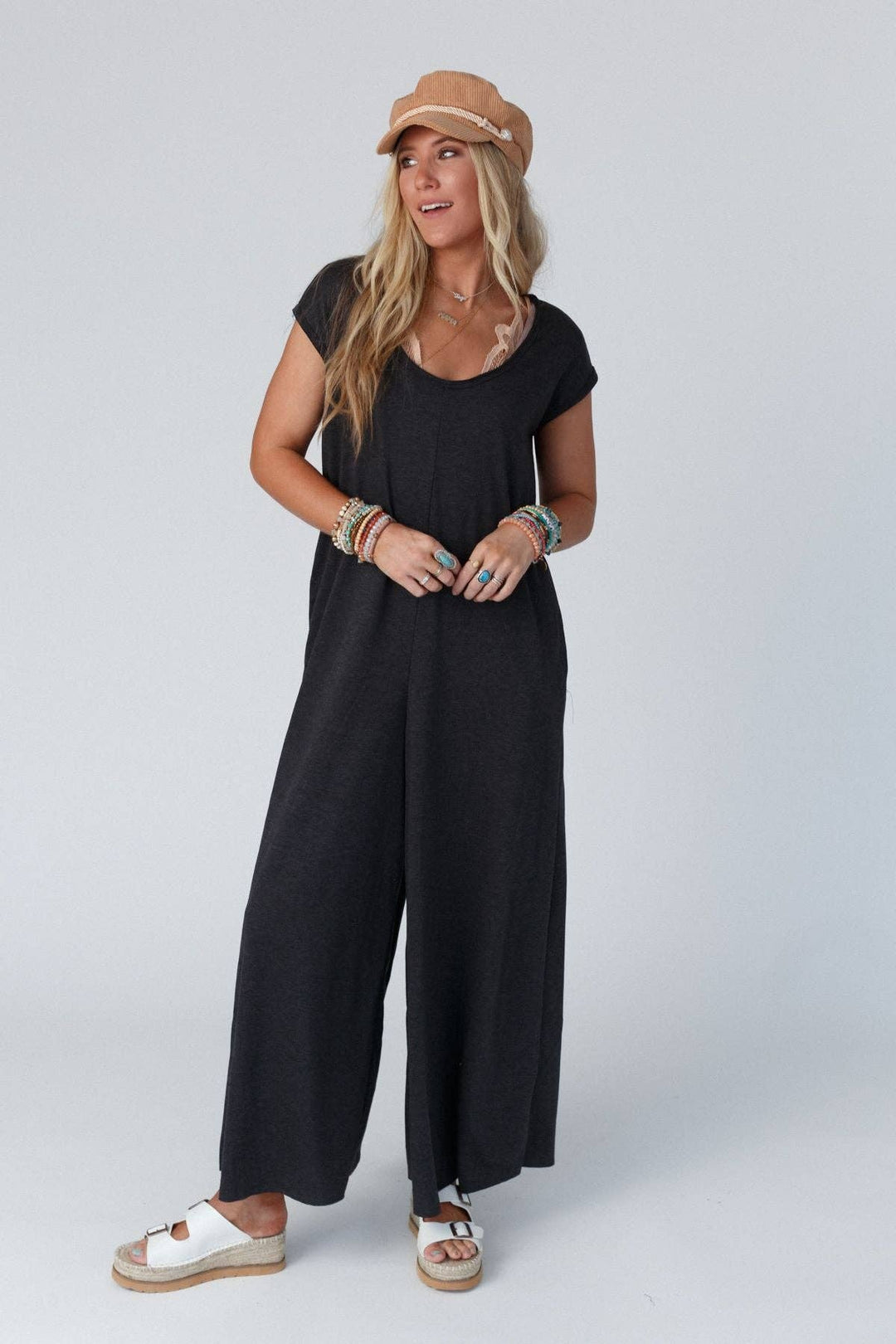 Daphne Scoop Neck Jumpsuit Charcoal