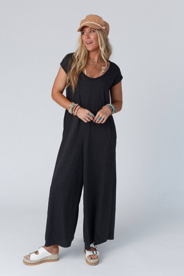Daphne Scoop Neck Jumpsuit Charcoal